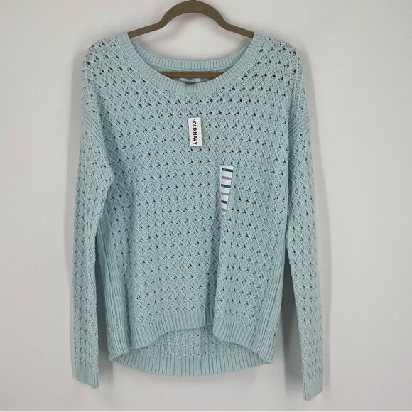 Old Navy Sweaters - Old Navy Women’s Round Neck Scallop Knit Baby Blue Sweater NWT Size Small S